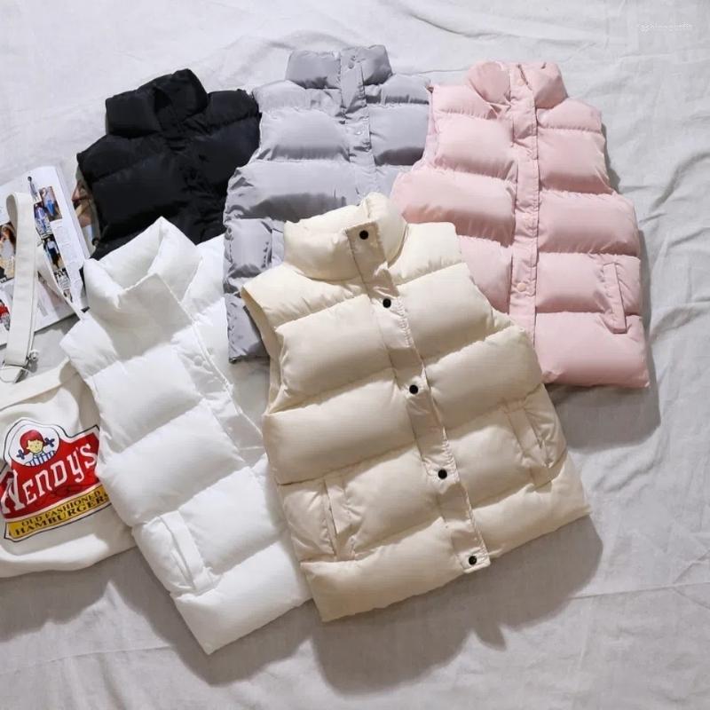 

Women' Vests Casual Stand Collar Short Down Cotton Women Winter Warm Padded Puffer Sleeveless Parkas Jacket Waistcoat, Black