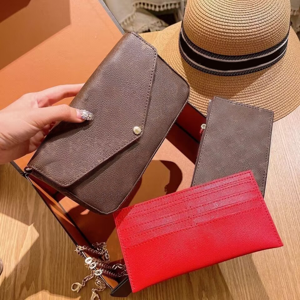 

Letter mens designer wallet bag mini pochette purses woman handbag on the go chain black brown leather famous plaid cardholder evening luxury bags, 10#