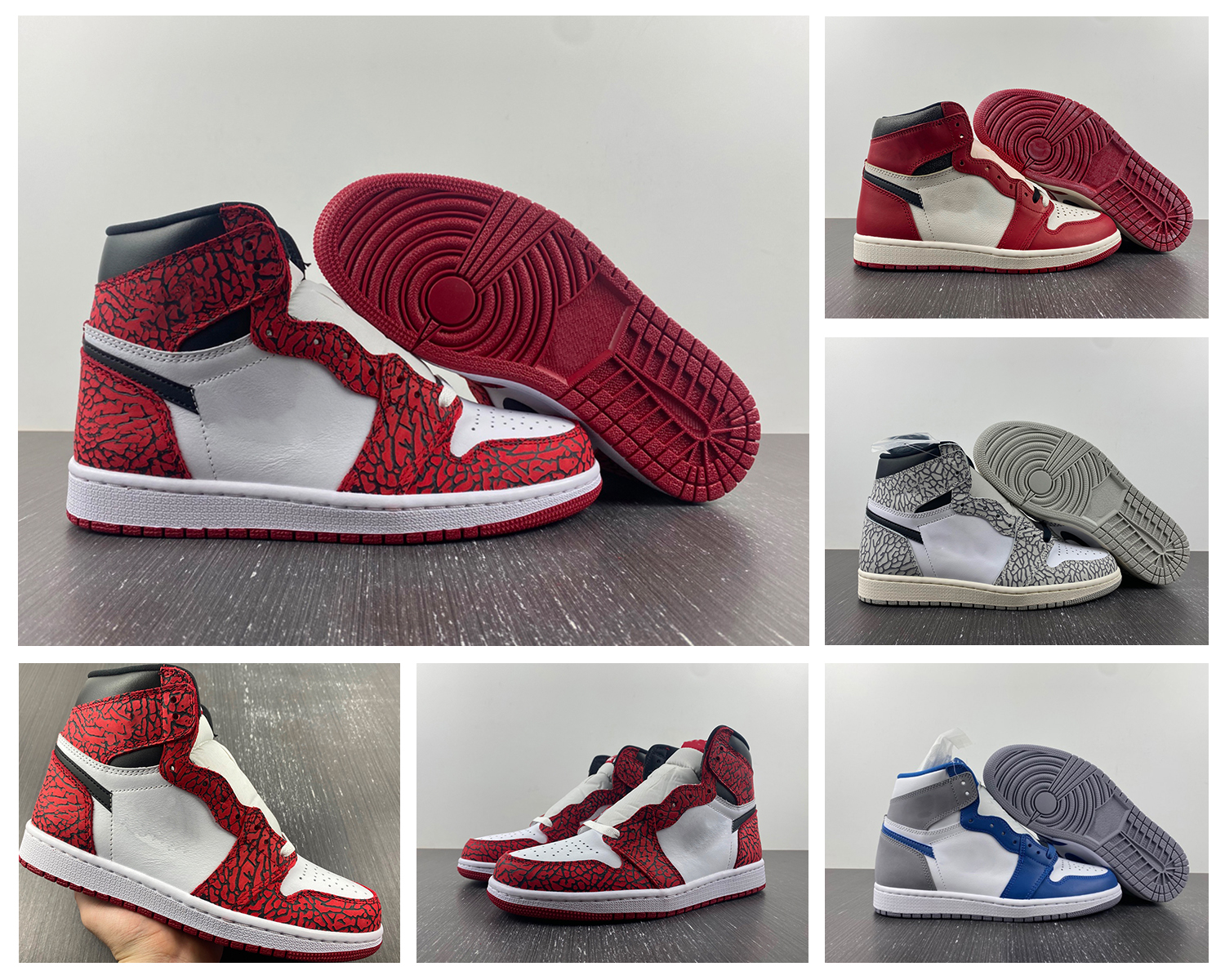 

Jumpman 1 Red Cement Basketball Shoes Lost Found 1S White Cement True Blue Fashion Trainers Sneakers Sports With Box, 1#red cement