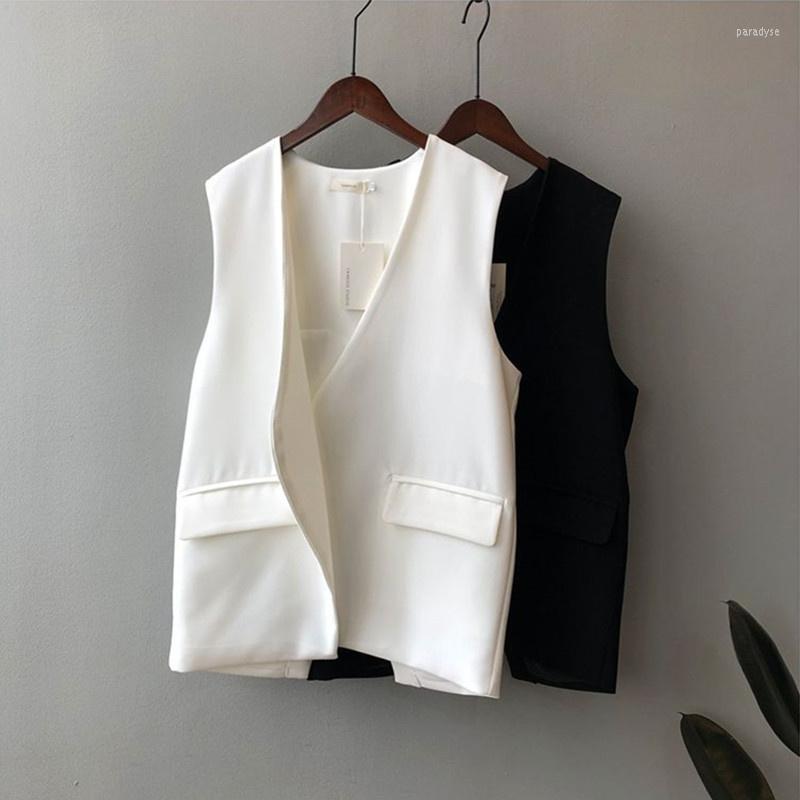 

Women' Vests Women Vest 2022 Fashion Korean Loose Vintage Female Waistcoat Oversize Casual Western Back Split Thin, Black