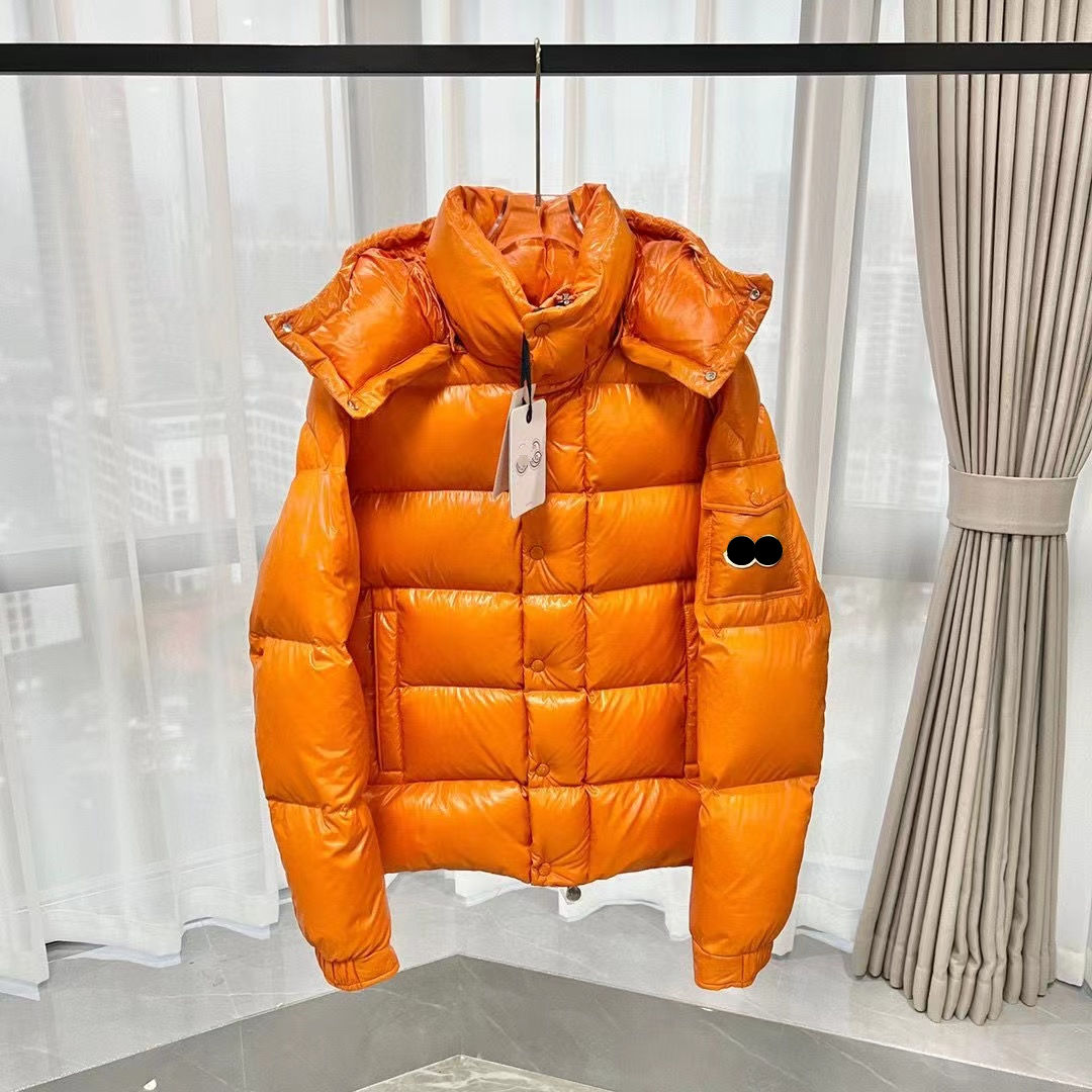 

70th anniversary Monclair Mens Down Jackets Luxurious Classic Embroidered Badge Outerwear coats Padded Hooded winter Jacket, Orange