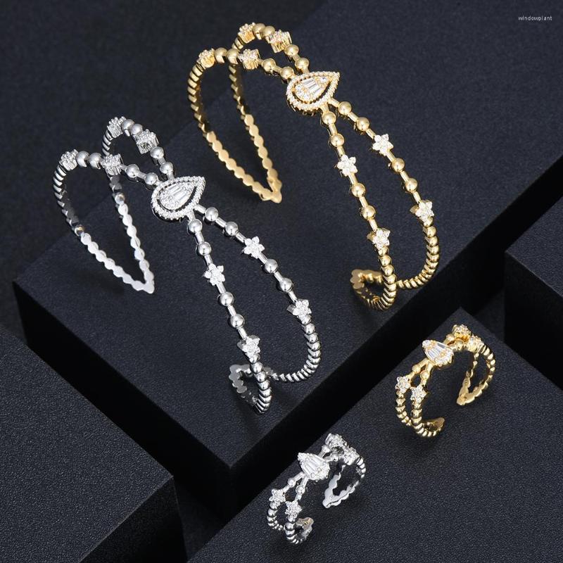 

Necklace Earrings Set GODKI Miami Punk Ball Crossover Statement Bangle Cuff Ring Sets For Women Wedding Cubic Zirconia Dubai Daily, Picture shown