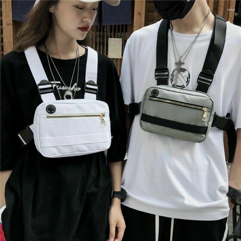 

Waist Bags Unisex Fashion Hip Hop Chest Bag Tactical Vest Strap Pack Trendy Style Rectangle Rig, Black