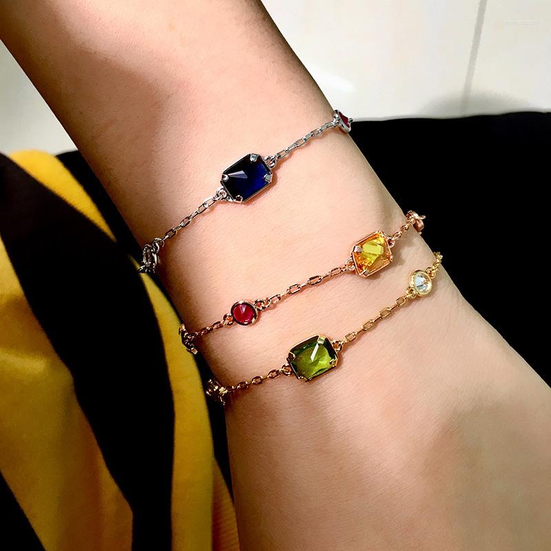 

Charm Bracelets Funmode Colorful Cubic Zircon Link Chain Bracelet Women Bangle Party Jewelry Pulsera Wholesale FB131