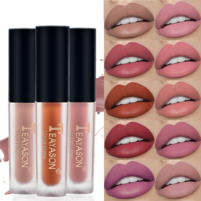 

12 Colors Velvet Nude Lip Gloss Waterproof Matte Liquid Lipstick Long Lasting Red Silky Cream Pigment Lips Makeup Cosmetics Per, 01
