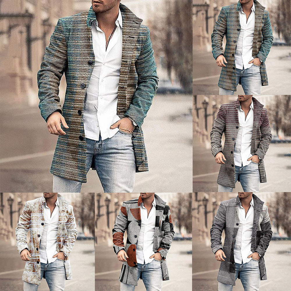 

Men's Wool Blends Men Retro Coat Trench Mens Woolen Lapel Collar Mid-length Casual Clothing Business Formal Jacket Blazer 221201