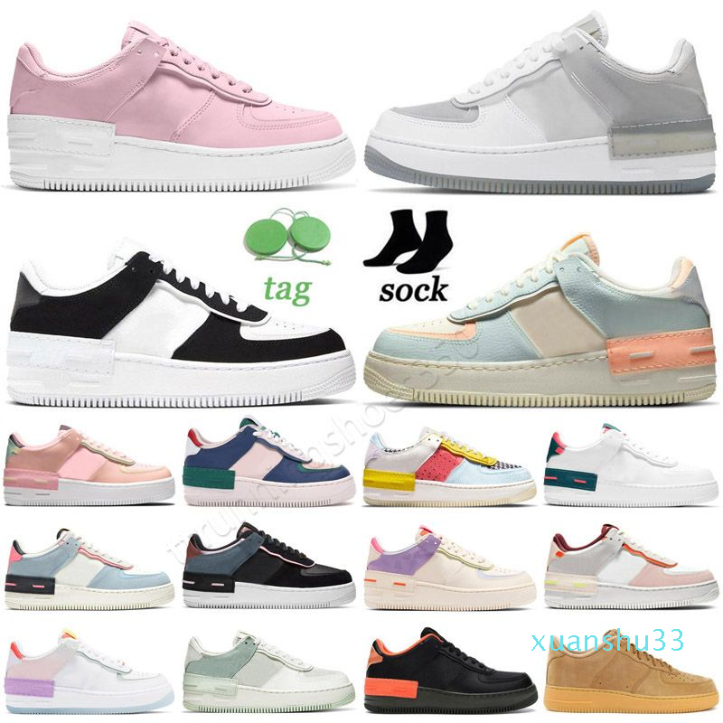 

force 1 Shadow One Low Type Running Shoes Offs White Black Gum Nail Art Wheat Utility Cactus Jack Beige Light Green Spark size 36-40, Color 1