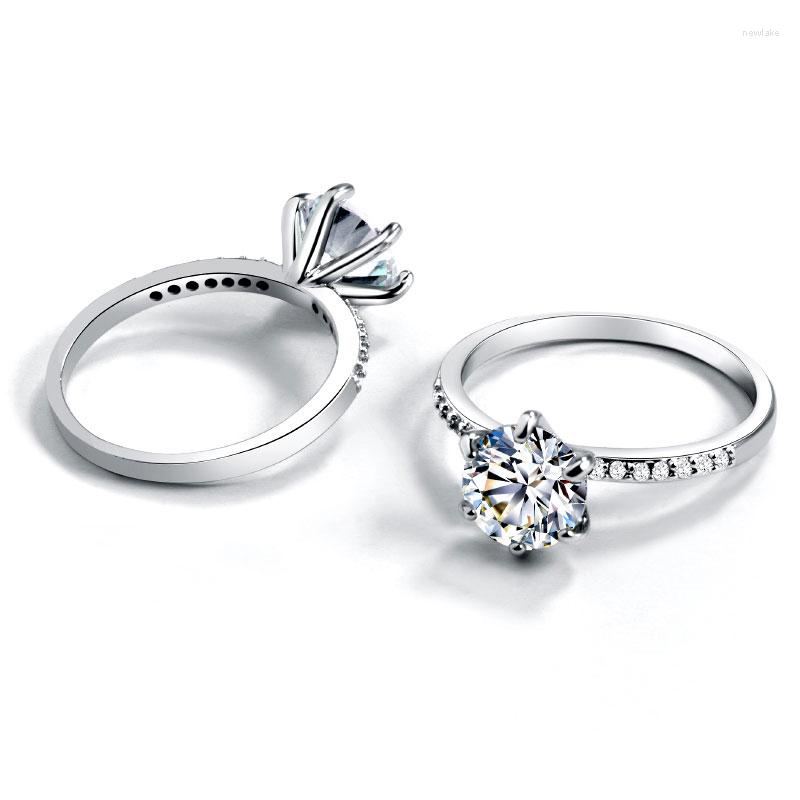 

Wedding Rings Luxury Big Crystal Engagement For Women Female Classic 6-claw Cubic Zirconia Silver Color Ring 2022 Jewelry