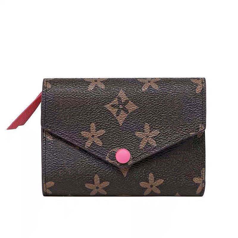 

women bag Fashion Designer Women Short Wallet woman purse Discount original box card holder ladies handbag checked flower, Cdd--orange