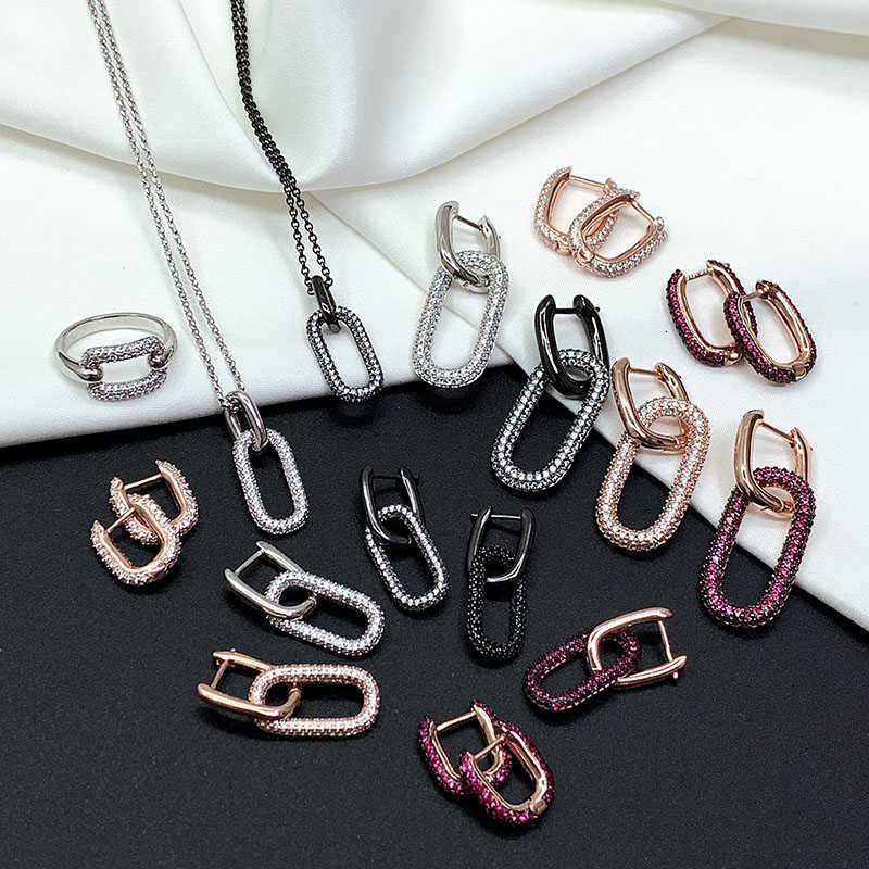 

Bracelet Chain High Quality S925 Sterling Silver Necklace Ring Earring Geometric 3a Zircon Luxury Jewelry for Women Christmas Gifts