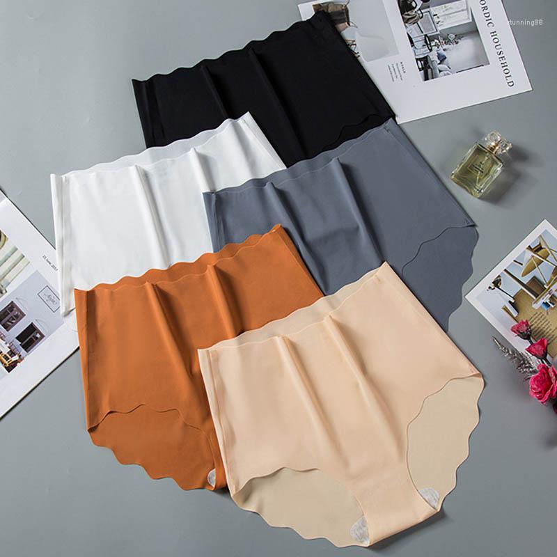 

Women's Panties 1Pcs Solid Color Ice Slip Silk Ultra Thin High Waist Breathable Female Sexy Underpants No Trace Nylon/Spandex, Black