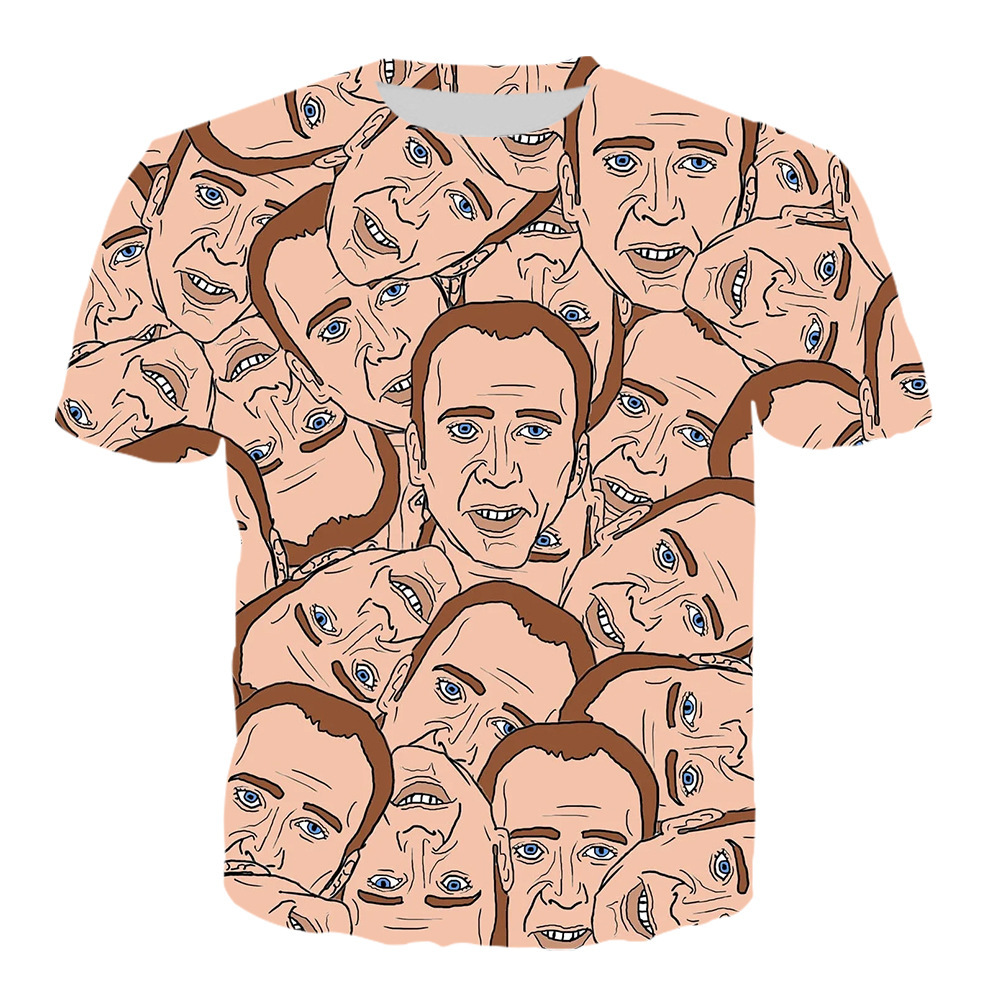 

Hip Hop Sportwear Punk Casual Loose Track Pants Autumn Men Cool Print Famous Actor Nicolas Cage 3d T-shirt 004, Color of picture