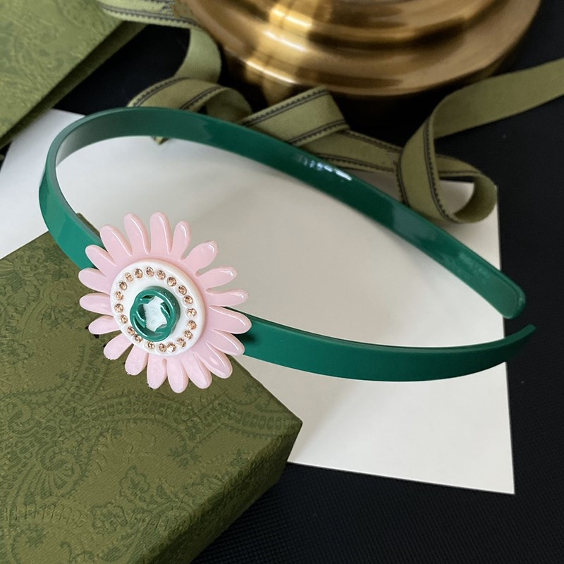 

INS Fashion G Letter Designers Headband Flower Design Green Acryic Top Women Hair Hoops Thin Hot Headbands 2022 Jewelry Gift