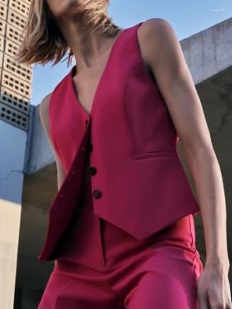 

Women's Vests Kumsvag 2022 Autumn Women Solid Coats Casual V-Neck Slim Single Breasted Female Elegant Street OL Vest Waistcoat Clothing