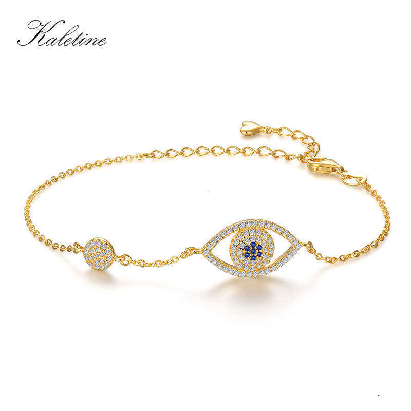 

Bracelet Chain Kaletine Luxury Brand 925 Sterling Silver Lucky Evil Eye Cz s for Women Yellow Gold Jewelry Best Friend Kltb073