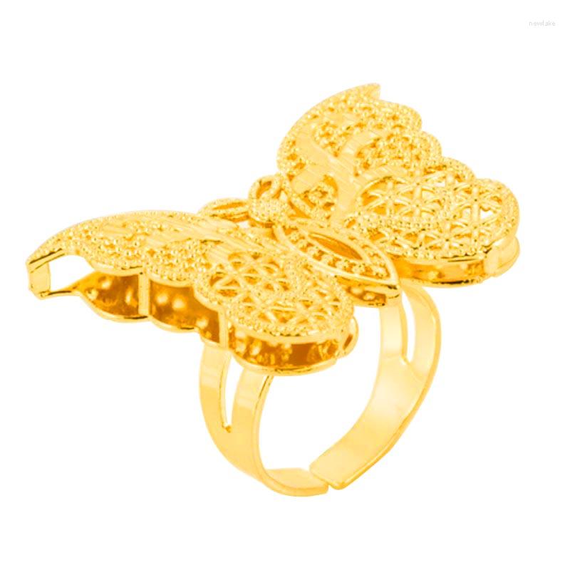 

Wedding Rings Size Adjustable African Jewelry Butterfly Ethiopian Gold Color Ring For Women's Girls Large Exaggerated