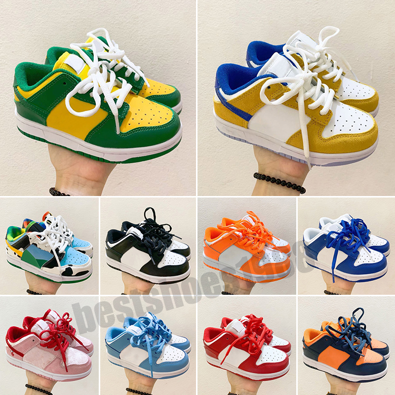 

kids low shoes baby sneakers sb designer Cows Basketball trainers retro black White Chunky kid youth shoes Children toddler infants shoe Size 26-35, Color 6