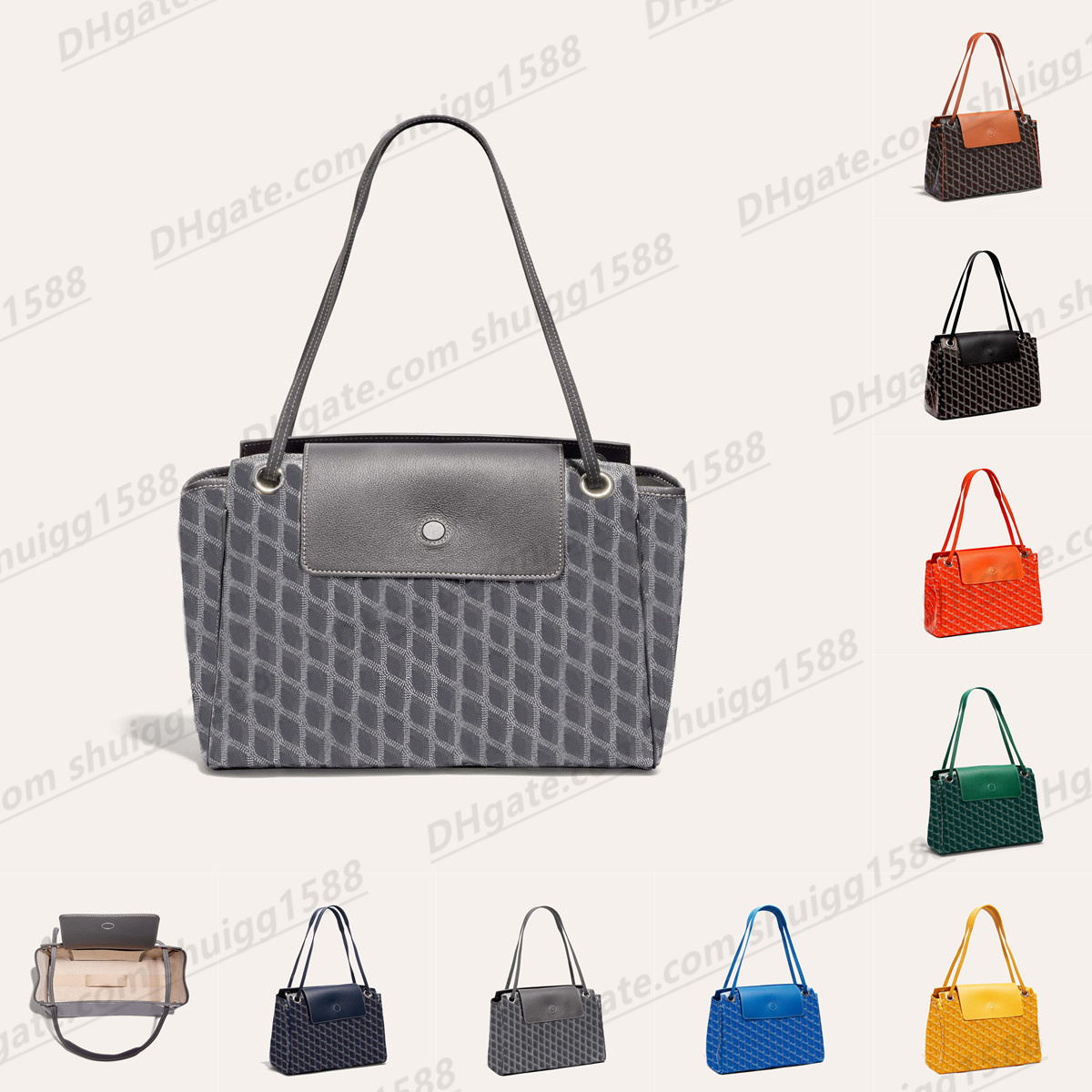 

High Luxurys Famous Designers tote bag womens mens Wallets weekend Anjou Cross Body pochette double sided handbag bag leather totes Fashion Shopping Bags goya, Grey