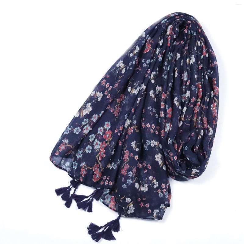 

Scarves Autumn Small Floral Print Tassel Scarf Shawls Long Soft Beautiful Flowe Hijab Wrap