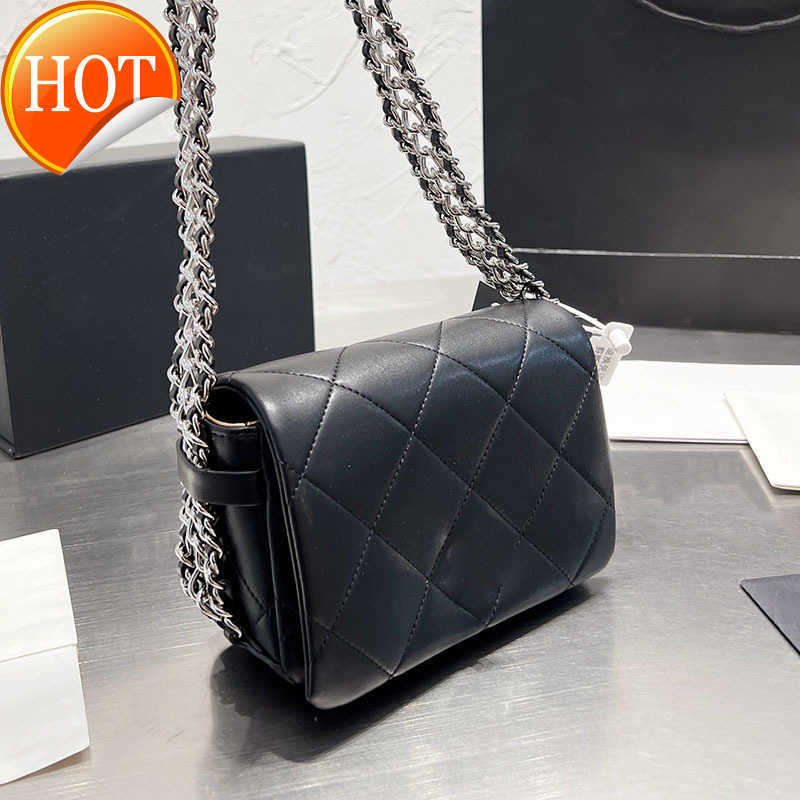 

Women's Luxury Designers Shoulder Bags 23 Fashion Classic Mini Clamshell Quilted Bag Textured Leather Underarm Silver Metal Chain Crossbody Bag Factory Direct Sale, Black