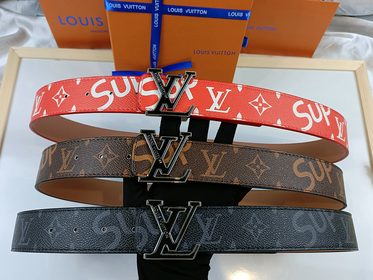 

men's casual premium leather belt Women's fashion lv Classic designer gucci letter multicolor leather belts 105-125cm Louis Vuitton belts, No box