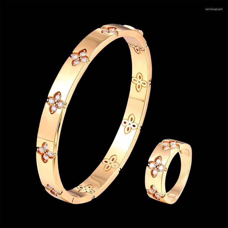 

Necklace Earrings Set Vankeliif Green Red Blue Zircon Copper Bangle Ring High Dubai Gold Color Bracelet &, Picture shown