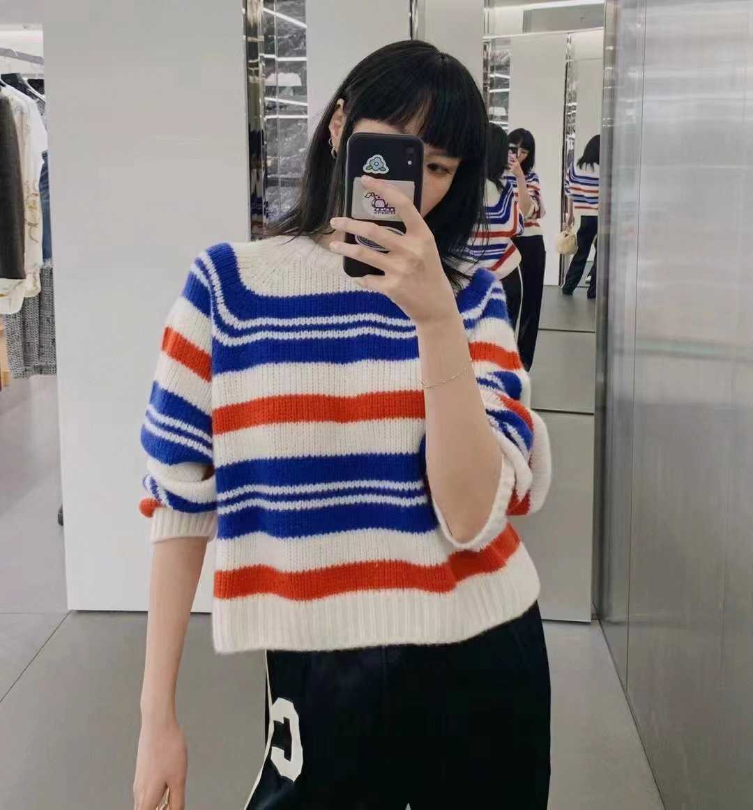 

Women' Jacket Sweater Coat Cell 22FW Celebrity 2022 Autumn and Winter Soft Waxy Stripe Woolen Knitwear Pullover WomenElegant Classic Fashi, Picture color