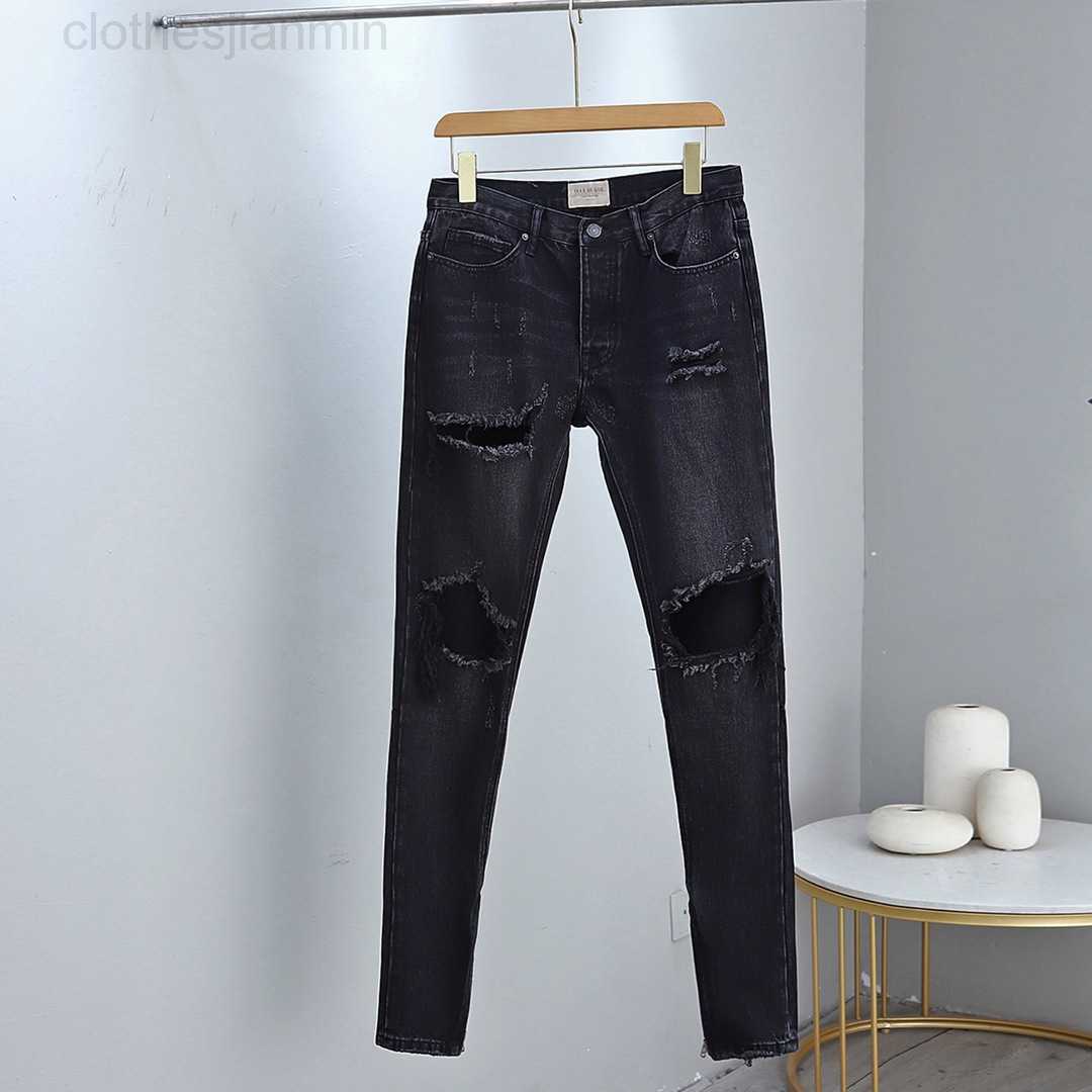 

Trendy Men's jeans Factory Wholesale Retail Autumn Winter 2023 New Fog Season 8 Worn Out Zipper Jeans for Men and Women, Black