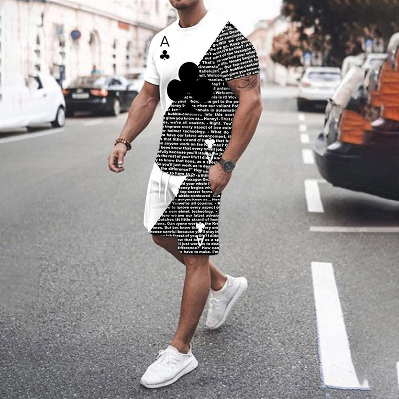 

Men's Tracksuits Summer Sets Playing Cards 3D Printing Short-Sleeved T-Shirt Outfits Oversized Tracksuit Two-Piece Street Sportwear 221201, Ts1156