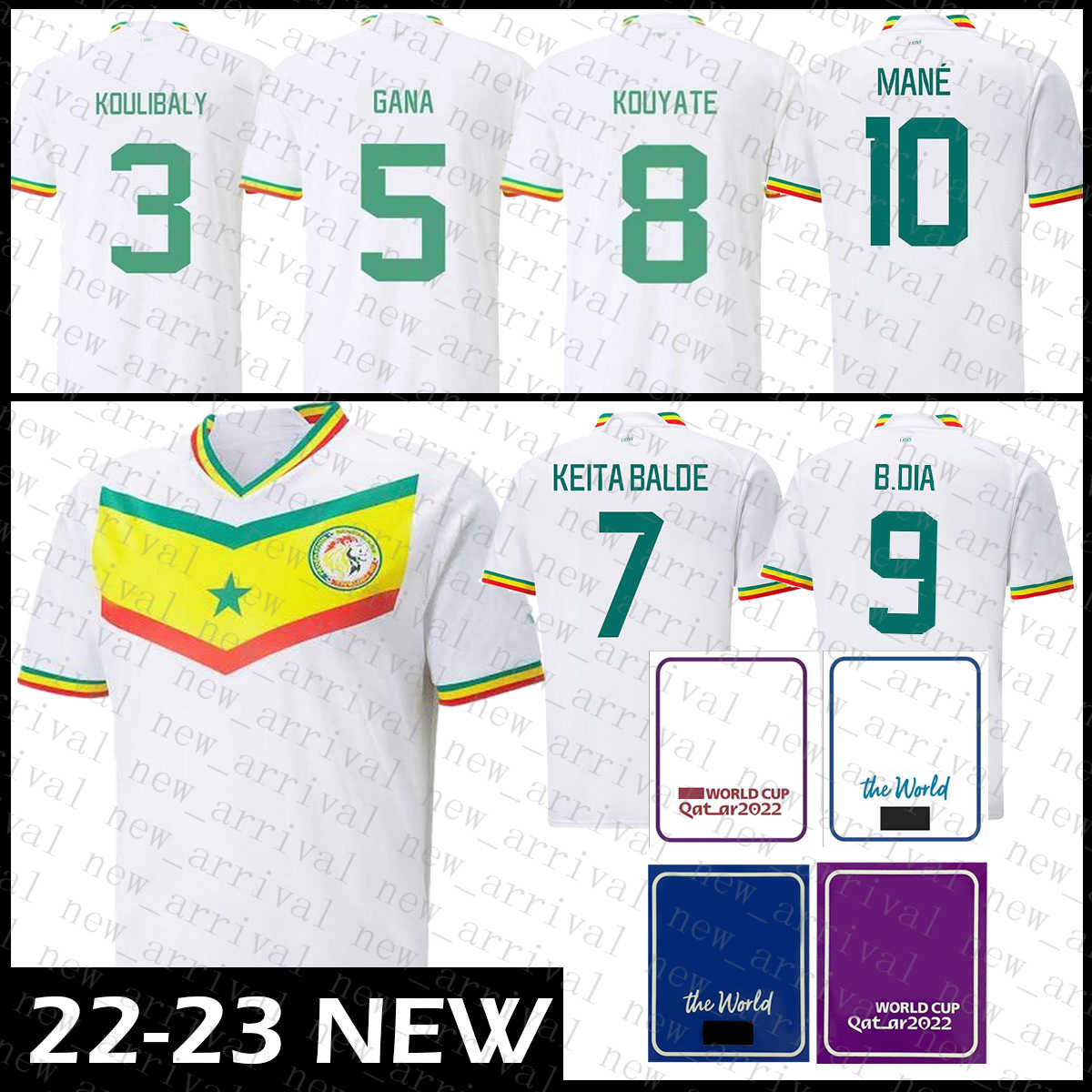 

E01 Senegal Mens Soccer Jersey BALDE Football shirt KOUYATE Kids Kit B.DIA MANE Uniform SARR GUEYE KOULIBALY Balde, Patch+mens saineijiaer
