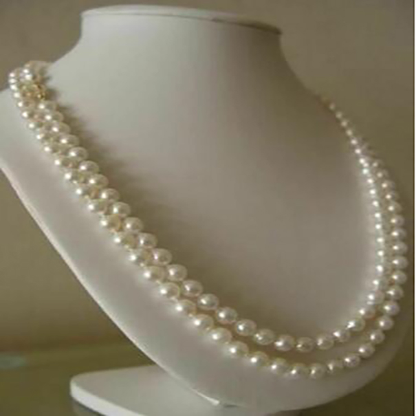

Genuine 7-8mm White Cultured Pearl Hand Knotted Necklace Long 32"