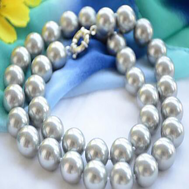 

fashion HOT 12mm gray round SOUTH SHELL PEARL NECKLACE 18inch