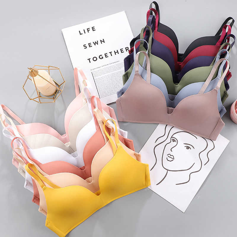 

Ladies Underwear a Piece of Light and Thin Traceless Without Steel Ring Women's Bra Is Breathable Gathers 12 Colors Student Girls' Bras, White