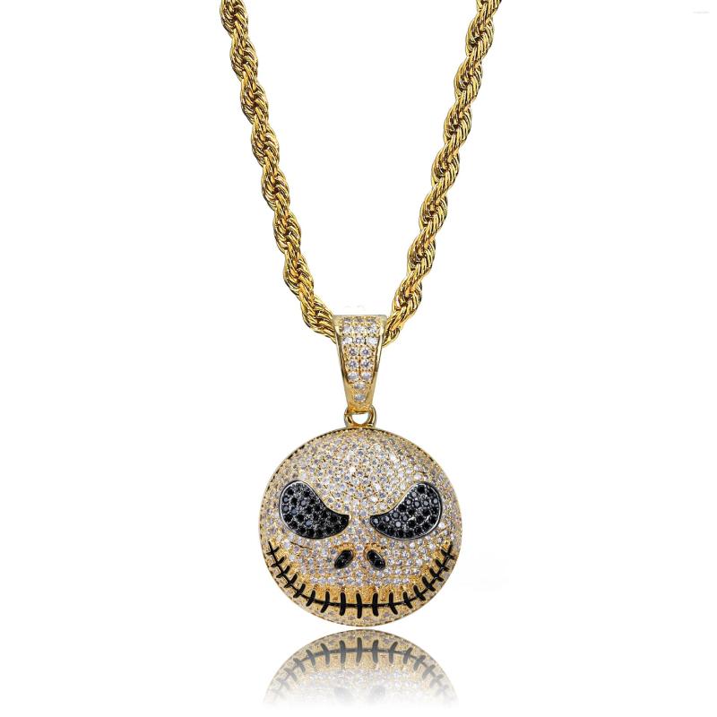 

Pendant Necklaces Fashion Design Zircon Cartoon Skull Necklace For Men Women