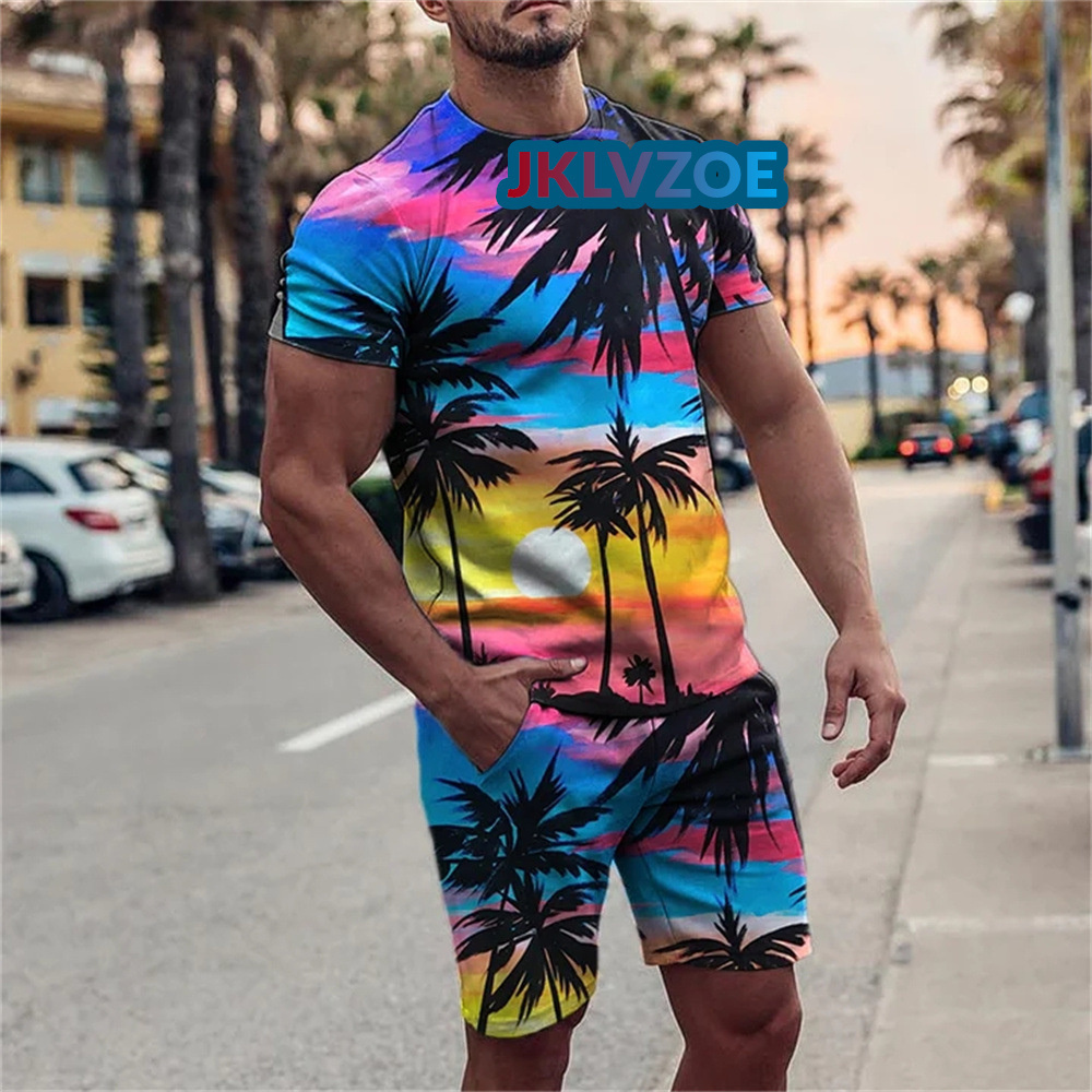 

Men's Tracksuits Men Summer Sets Shorts Outfits Street T Shirt 2Piece 3D Print Casual O-Neck Tracksuit Oversized Beach Sportwear Male Clothing 221201, Tracksuit-13