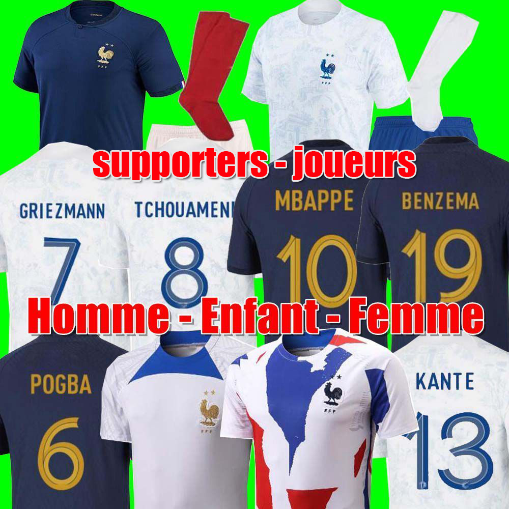

22 23 France Soccer Jerseys Maillot de foot French Jersey BENZEMA 2022 WoRLd cuP Fans Player Football shirts MBAPPE GRIEZMANN kit homme enfant femme Men Women kids set, 2022 away woman