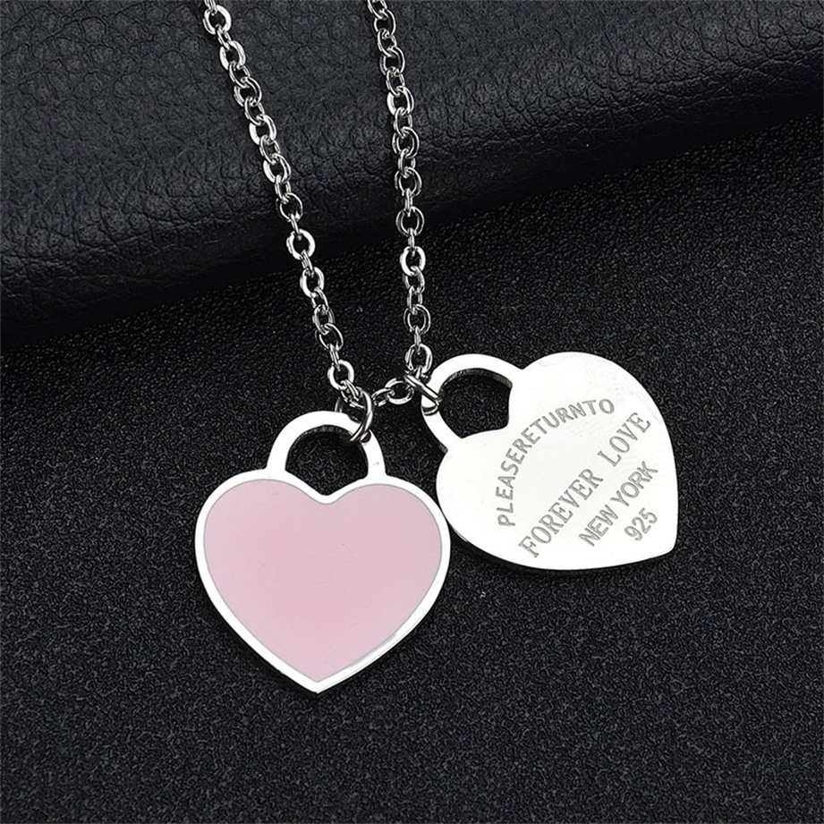 

Rose Color Christmas Pendant Hoop Gold Necklace For Women Stainless Steel Heart Necklace Luxury Quality Jewellery Couple Pendants Friendship Designer Necklaces