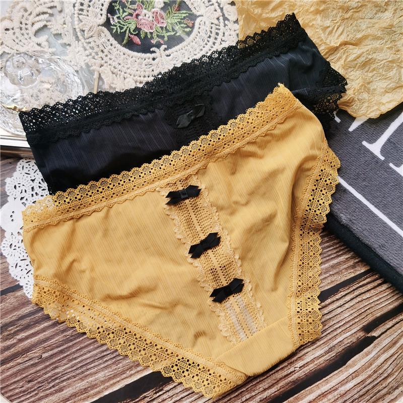 

Women's Panties PCS/Sexy Lace Women's Underwear Low Waist Seamless Comfort Briefs Fashion Solid Color Underpants Female Lingerie, Yellow