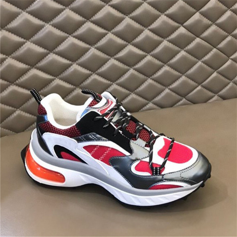 

Trend Sneakers Multi Material Splicing Fashion Thick Soled Casual Shoes For Men, Black