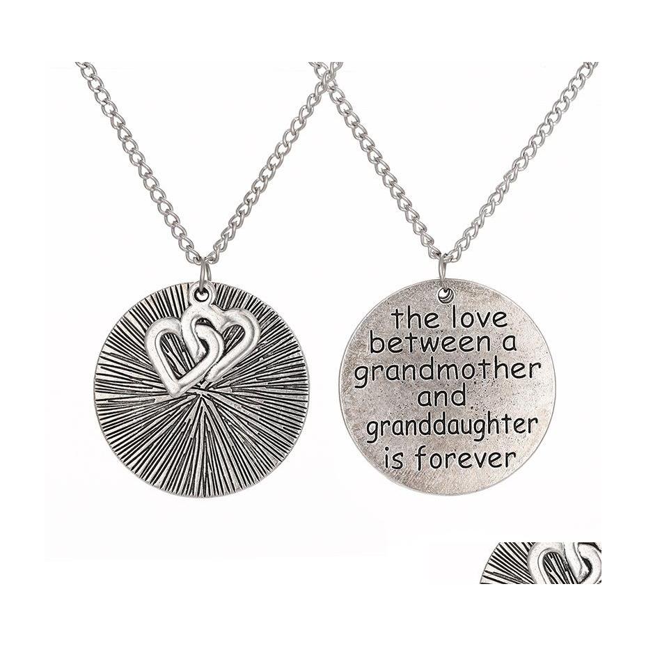 

Pendant Necklaces Fashion Jewelry Engraved Letter Necklace The Love Between A Grandmother And Grandaughter Circar Heart Pendant Drop Dhqht