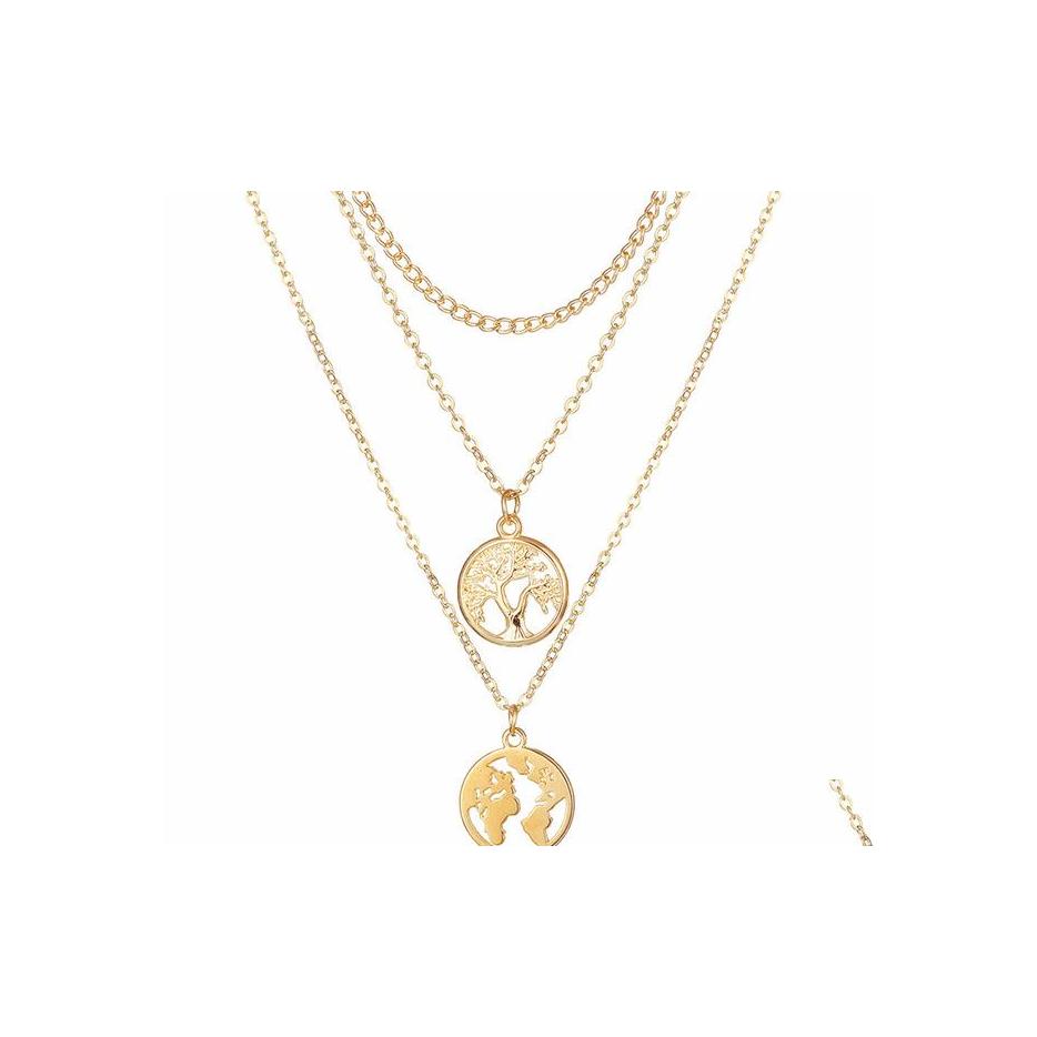

Pendant Necklaces Punk Mti Layer Round Map Carved Coin Pendants Necklaces For Women Fashion Square Irregar Pearls Choker Necklace Dr Dhzne