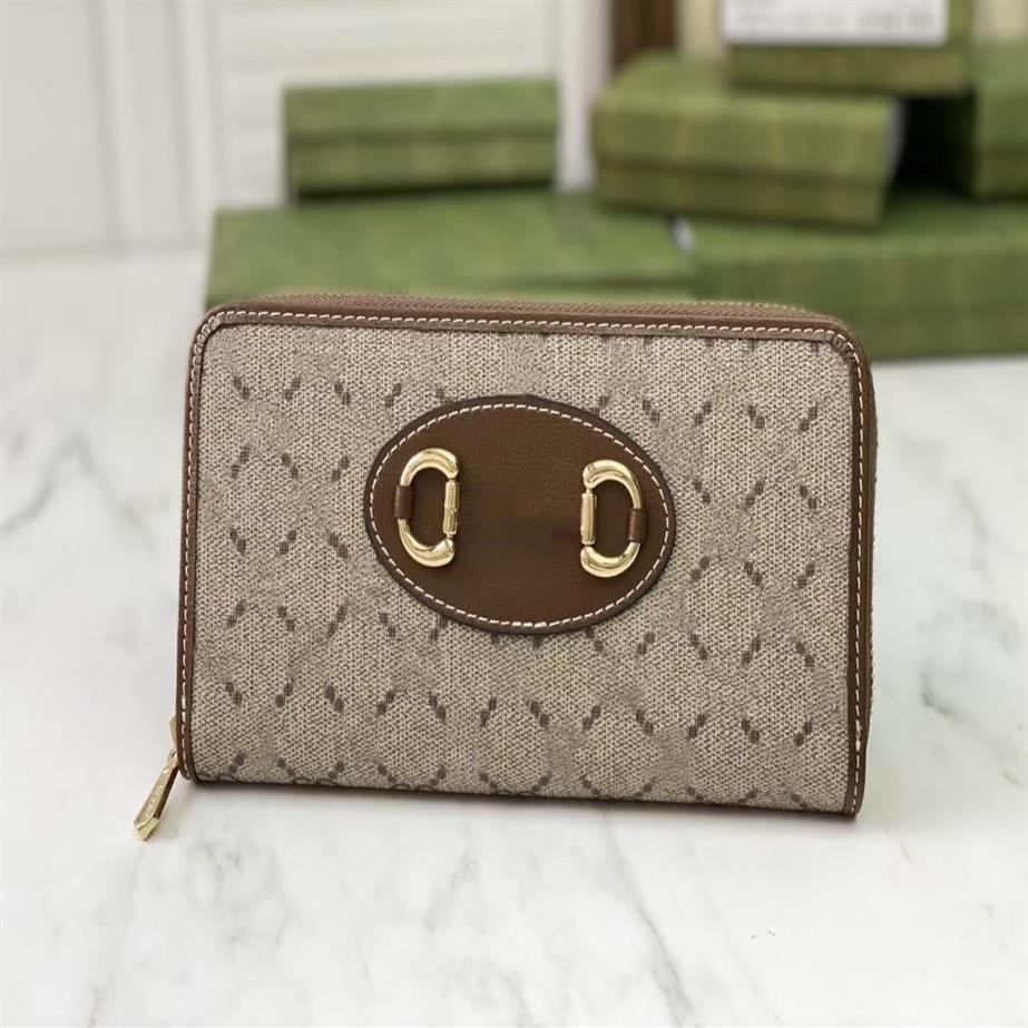 

Woman Horsebit 1955 Zipper Around Wallet Beige ebony Canvas a Material With Low Environmental Impact Lady Credit Card Purse203P, Brown
