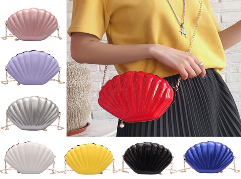 

New Seashell Shape shoulder bag 8 color Girl Laser Mermaid Sea Shell Chain bag purse Lady Crossbody Bag JY9736886741, Mixed colors