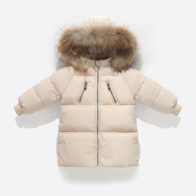 

Down Coat kids Winter Jacket For Girls Autumn Warm Big Fur Collar Thick Long Outerwear Girl Clothes 2 6 Years 221130, Black