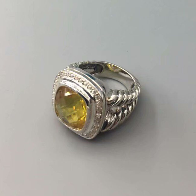 

Vintage 11MM Citrine 925 Sterling Silver Rings for Women Design Fine Jewelry Fashion Ring Christmas Gifts Mother's Day Gifts