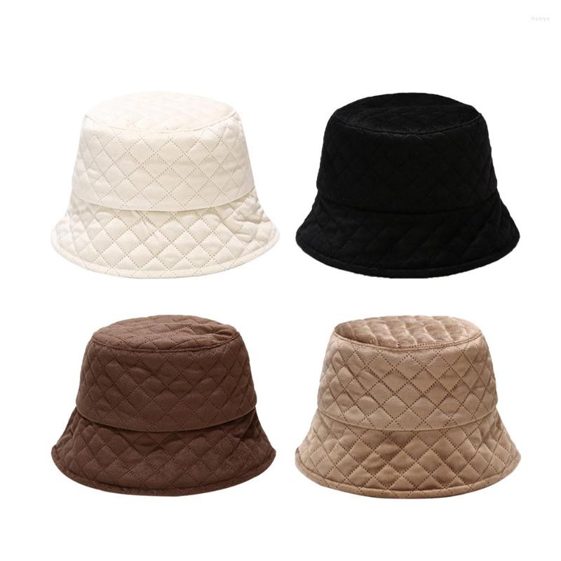 

Berets Autumn Winter Corduroy Coffee Solid Color Plaid Bucket Hat Designer Street Style Velvet Fishing Hats With Wide Brim Warm, Picture shown