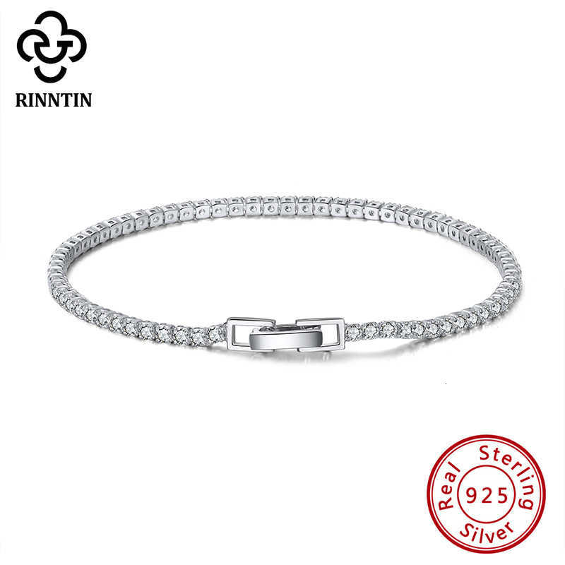 

Bracelet Chain Rinntin Luxury Real 925 Sterling Silver Tennis Women with Aaaa Zircon Female Bangle Party Wedding Jewelry Gifts Sb91