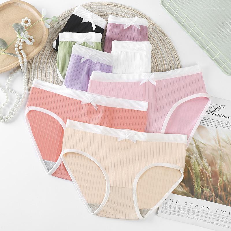 

Women's Panties Pure Cotton Women 3Pcs/lot Underwear 95% Breathable Solid Candy Color Girl Briefs Underpant Lingerie Panty, 3pcs style8
