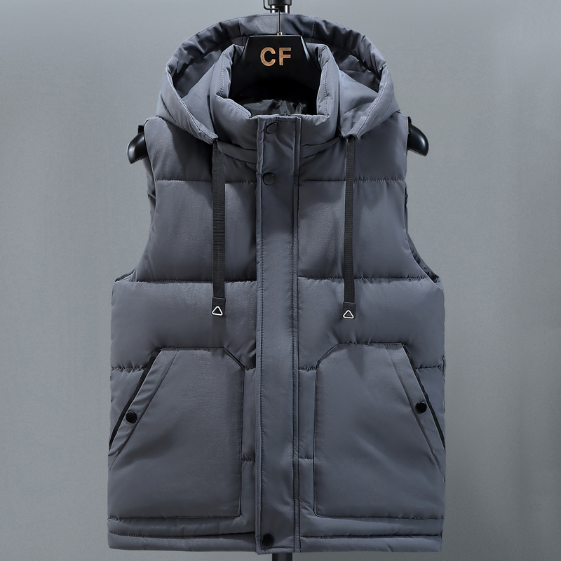 

Men's Vests Autumn Winter Sleeveless Jackets for Men Hooded Brand Fashion Men's Vest Casual Warm Padded Coats Plus Size M5XL 221202, Gray