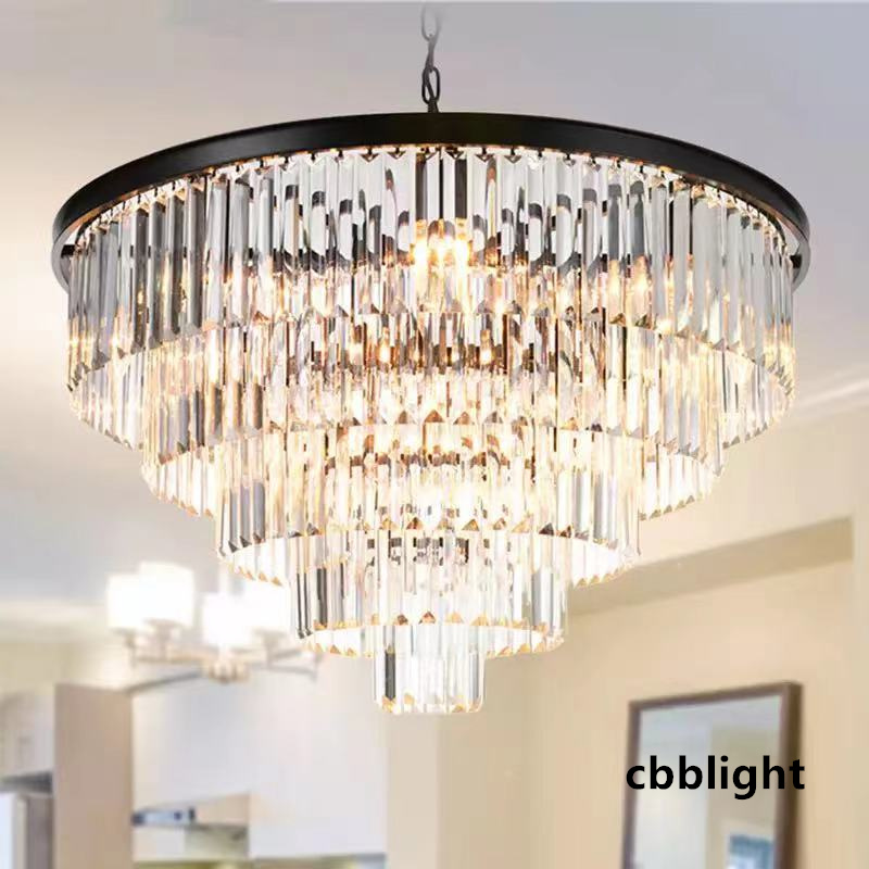 

Modern Pendant Lamps LED Crystal Chandeliers Ceiling Lighting Luminaria Hotel Lobby Black Round Square Luxury Chandelier for Living Room Lighting LRS004